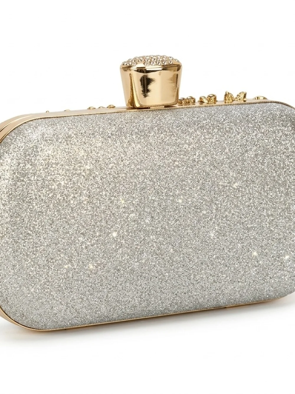 Elegant Gold and Silver Jeweled Evening Clutch